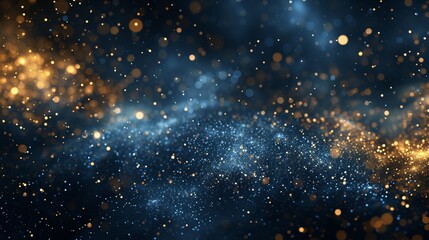 a distinctive background featuring dark blue and gold particles - obrazy, fototapety, plakaty