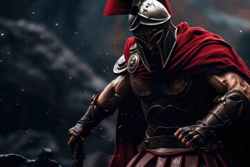 Fototapeta na wymiar Spartan warrior with helmet