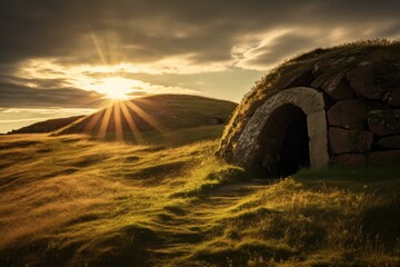 poignant image of Viking tombs - obrazy, fototapety, plakaty