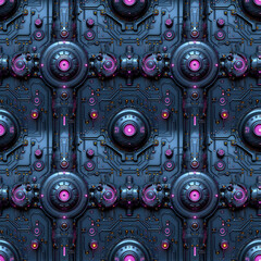 Gray and Purple Abstract Patterns Conveying Alien Machinery. Seamless Repeatable Background.