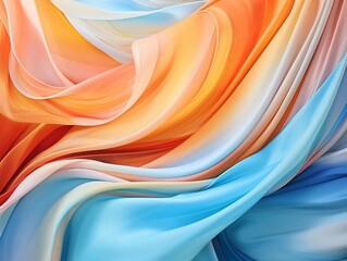 Fototapeta premium Abstract painting in cool colors with futuristic fabrics waves