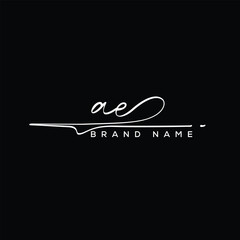 AE letter beauty handwriting vector logo. 
