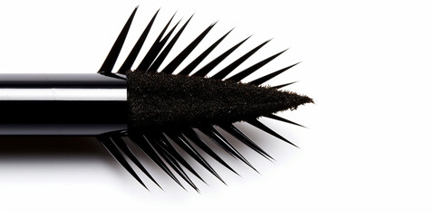 Naklejka premium Close Up of Black Mascara on White Background