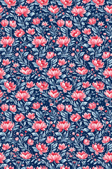 Floral Illustration Texture. Seamless Repeatable Background.