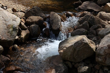 top view of stream in a rocky terrain
