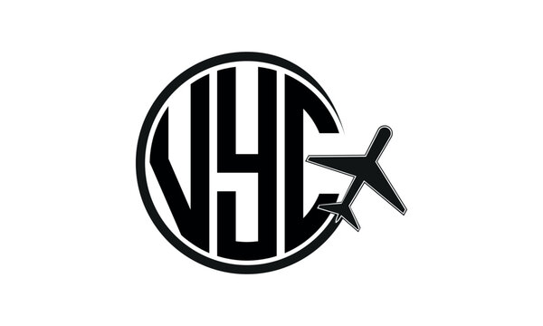 VYC three initial letter circle tour & travel agency logo design vector template. hajj Umrah agency, abstract, wordmark, business, monogram, minimalist, brand, company, flat, tourism agency, tourist