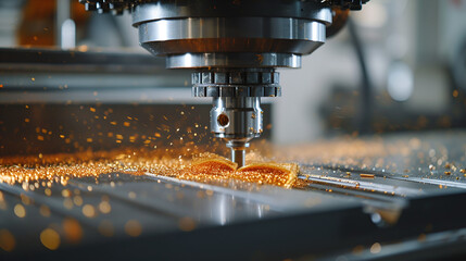 Cnc milling machine. Processing and laser cutting for metal in the industrial. Motion blur. Industrial exhibition of machine tools. generative ai - obrazy, fototapety, plakaty