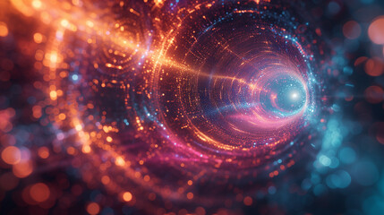 Obraz premium Digital space light tunnel. Time travel concept.
