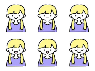 色々な表情の女の子のイラストセット