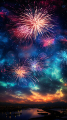 Fototapeta na wymiar a mesmerizing display of cosmic fireworks in the black sky. Generative AI