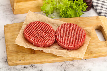 Raw beef  burger cutlet for grill