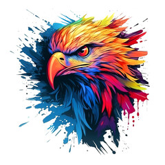 Colorful an eagle head painting on a clean background. Png for Sublimation Printing, Bird, Wild Animals, Illustration, Generative AI.