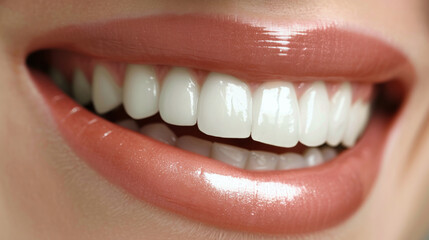 Close-Up of Womans Bright Smile With White Teeth