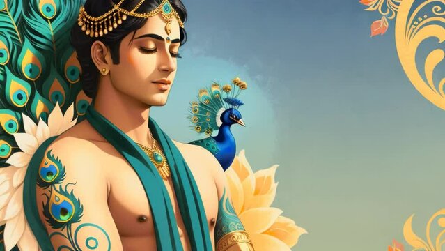 portrait of  lord Krishna. AI Generated