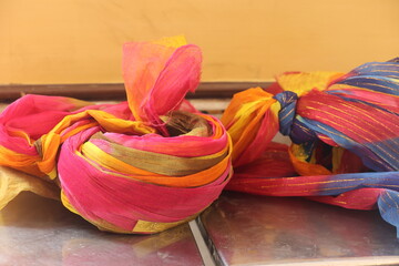 pink and yellow turban