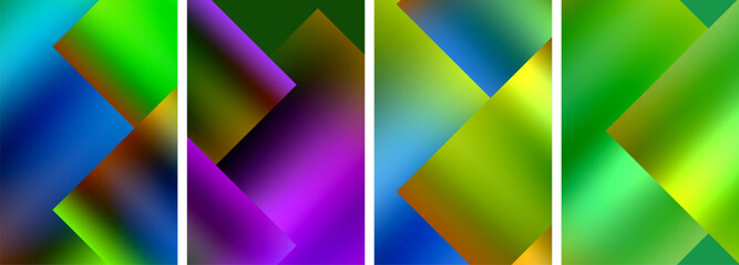 Colorful metal square abstract poster backgrounds