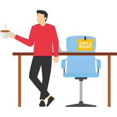Businessman talking during coffee breaks, Vector illustration in flat style

