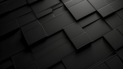 black abstract wallpaper, monochrome design, neat symmetrical pattern, parallelogram tiles - obrazy, fototapety, plakaty