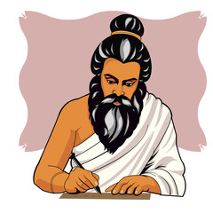 Poet Thiruvalluvar writing thirukkural