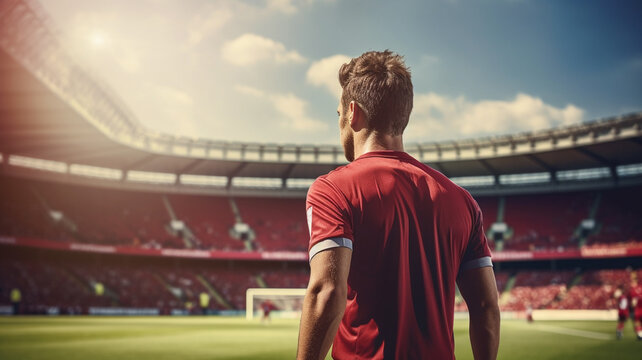back view of a soccer player on the field