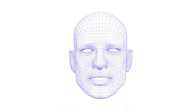 Speaking man with mesh texture. 3D realistic animation. 3D grid texture. Signing mesh man. Transparent background