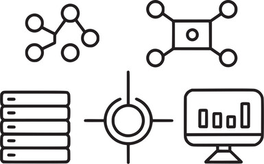 data analytics icon set big data analysis