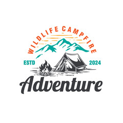 camping campfire outdoor recreation vintage logo vector graphic illustration