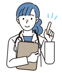 ポイントを指さす女性医師