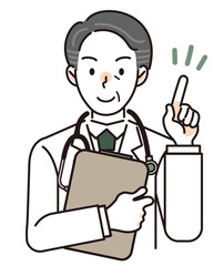 ポイントを指さす男性医師