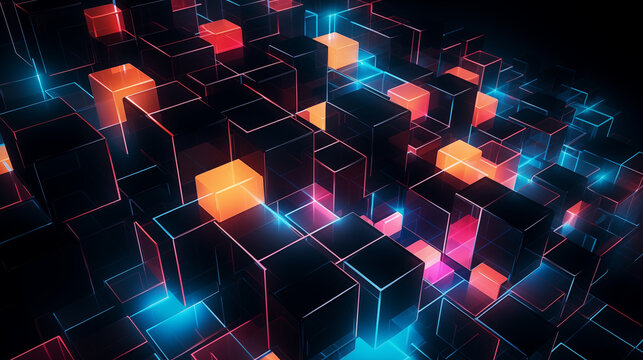 3d geometric shapes on indoor background Ai generative