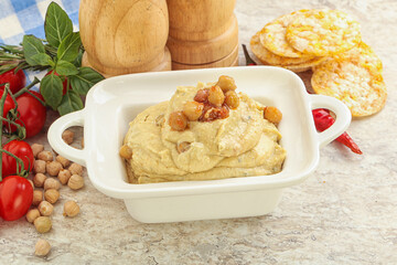 Natural organic chickpea hummus with olive oil