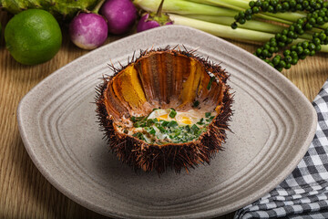 Grilled Sea Urchin with egg