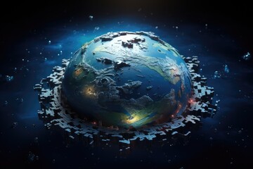 A planet made up of puzzles in outer space.