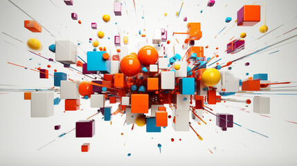 3d geometric shapes on indoor background Ai generative