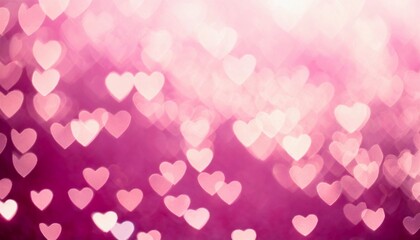 Pink background with small hearts bokeh. Winter love holiday. Valentine's Day