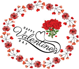 Happy Valentine's day red rose card design. vector illustration.