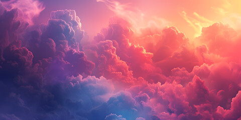 Dreamy clouds intricate pattern background, amazing vivid pops of color, bright and vibrant,