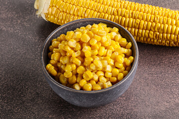 Marinated corn in the bowl