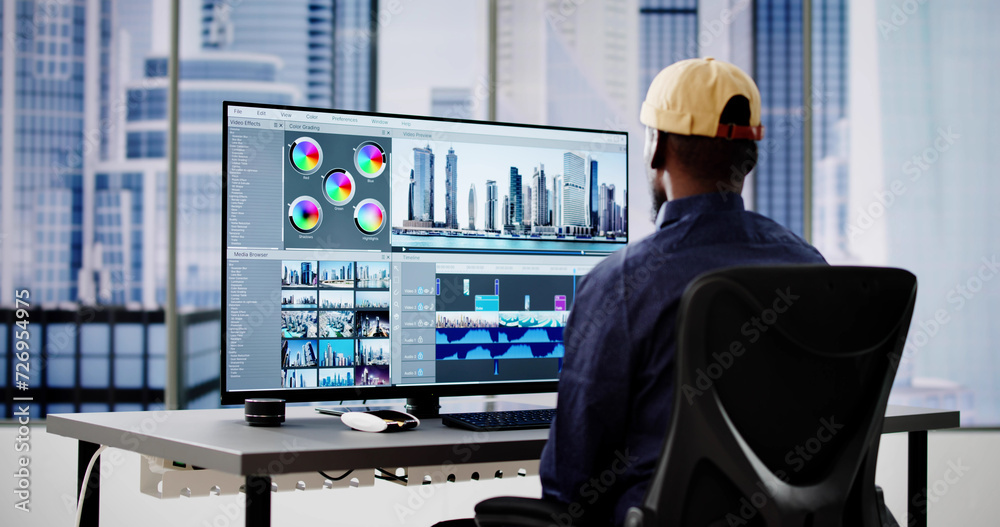 Poster Video Editor Or Designer Using Editing Software Tech