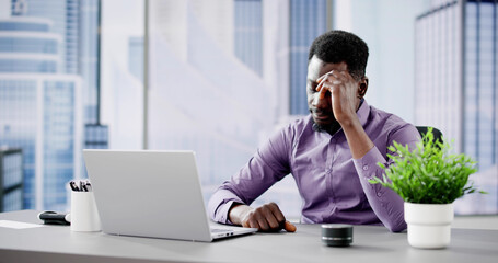 Stressed Accountant Man With Headache