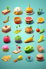 Assorted Food Spread on Blue Surface