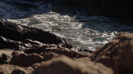 Slow motion of rocks in the sea near Cannes