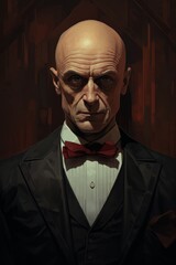 A Painting of a Bald Man in a Tuxedo
