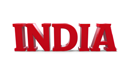 3d letter INDIA in red color on white background