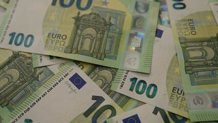 Fototapeta na wymiar Euro currency background with 100 bills
