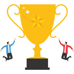 Business team has a high demand for trophies, Vector illustration in flat style

