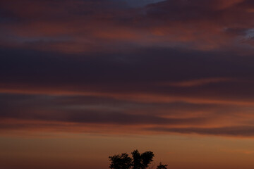 Epic sunset with beautiful colored clouds