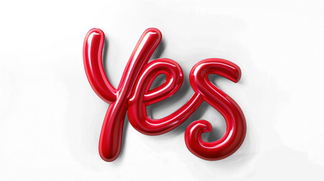 3d letter YES in red color on white background