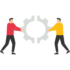 Starting a new business with partner, Vector illustration in flat style

