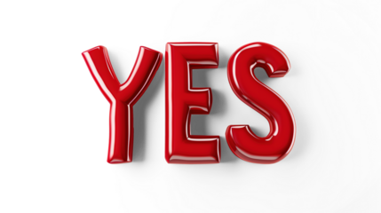 3d letter YES in red color on white background